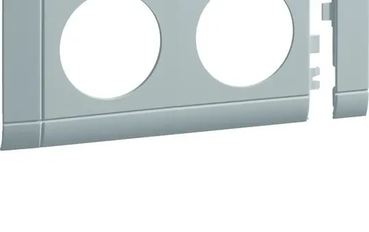 HAGER GB080207035 Modularblende für Steckdosen 2-fach, 80 mm, Kunststoff halogenfrei | lichtgrau