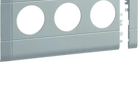 HAGER GB120307035 Modularblende für Steckdosen 3-fach, 120 mm, Kunststoff halogenfrei, für BRA/S | lichtgrau