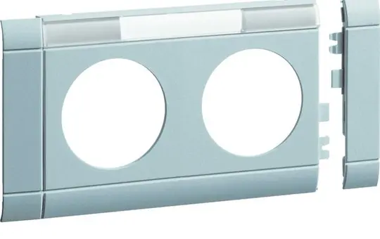 HAGER GB08021LAN beschr. Modularblende für Steckdose 2-fach, 80 mm, Kunststoff halogenfrei | aluminium