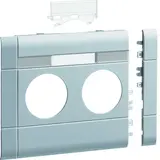 HAGER GB12021LAN beschr. Modularblende für Steckdose 2-fach, 120 mm, Kunststoff halogenfrei, für BRA/S | aluminium