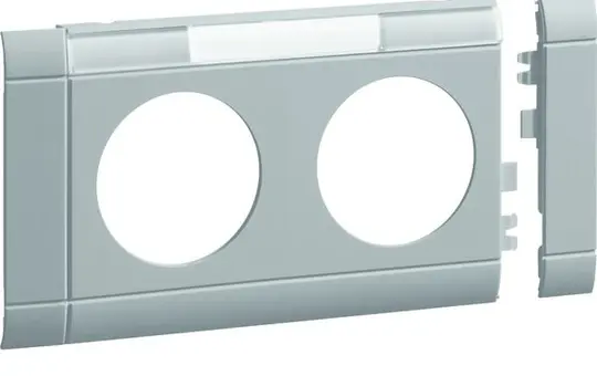HAGER GB080217035 beschr. Modularblende für Steckdose 2-fach, 80 mm, Kunststoff halogenfrei | lichtgrau