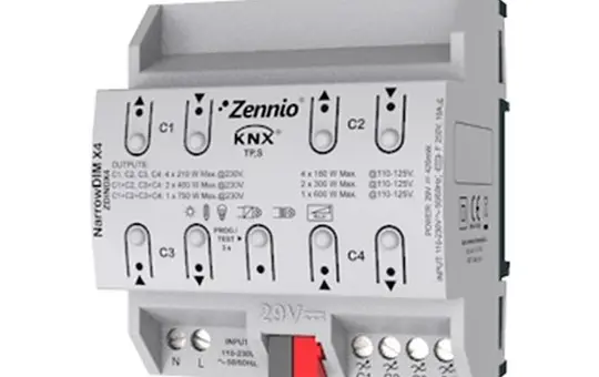 ZENNIO ZDINDX4 KNX-Dimmaktor REG 4-fach, schmal