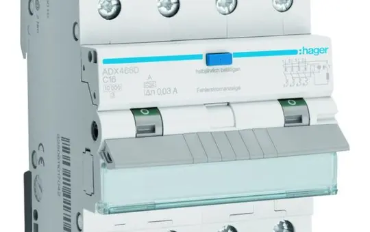 HAGER ADX466D FI/LS-Schalter Typ A C-Char. 30 mA 4-pol. 16 A