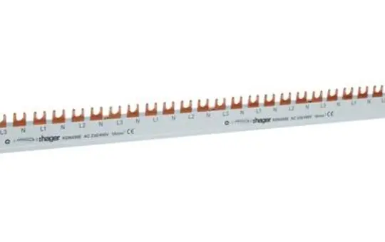 HAGER KDN450E Phasenschiene 3-polig für FI+FI/LS 57 TE, 80 A