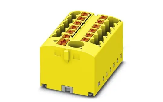 PHOENIX 3273488 Verteilerblock PTFIX für Klebemontage 13-fach | gelb | 2,5 mm²