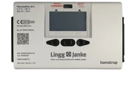 LINGG&JANKE 84811SEC KNX-Wärmemengenzähler KAMSTRUP DN40, Gewinde, 10 m³/h | 300 mm