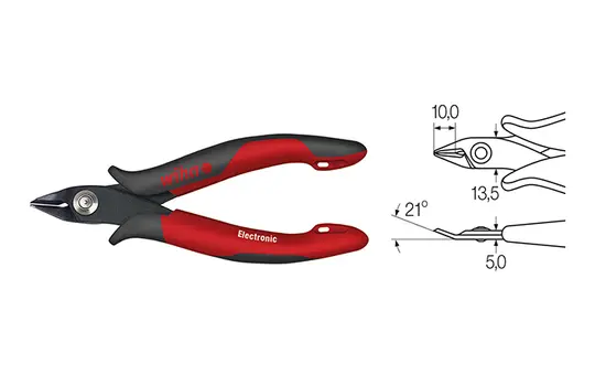 WIHA 26818 Elektronik-Seitenschneider breiter, spitzer Kopf ohne Wate | 130 mm