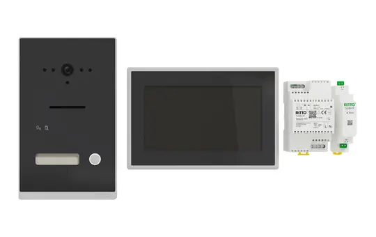 RITTO RGE2094150 Video Einfamilienhaus-Set TwinBus Unterputz | edelstahl V2A/anthrazitgrau seidenmatt