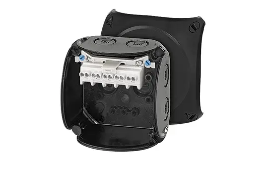 HENSEL KF0202B Kabelabzweigkasten Serie KF 5x2,5 mm² | schwarz | 93x93 mm