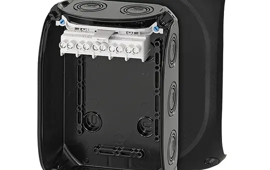 HENSEL KF1006B Kabelabzweigkasten Serie KF 5x6 mm² | schwarz | 130x180 mm