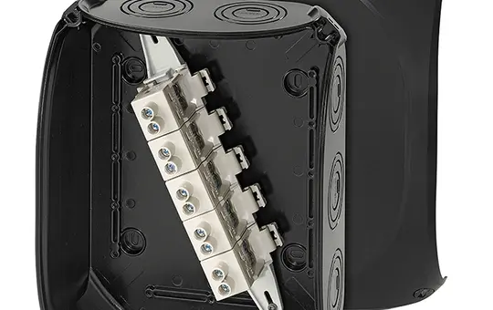 HENSEL KF2525B Kabelabzweigkasten Serie KF 5x25 mm² | schwarz | 205x255 mm