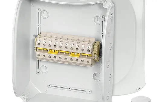 HENSEL DK2516A Abzweigkasten Serie DK m. Reihenklemmen 205x255x112 mm | grau | 5x6-16 mm²