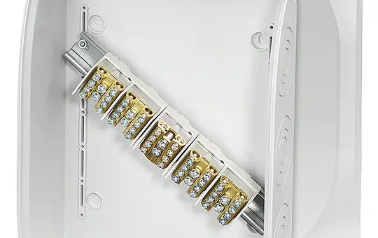 HENSEL DK5035S Abzweigkasten Serie DK m. Hauptl.-Klemmen 255x355x122 mm | grau | 5x6-35 mm²