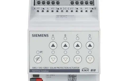 SIEMENS 5WG1543-1DB31 KNX-Jalousieaktor 230 V 4-fach, Fahrtzeitmessung