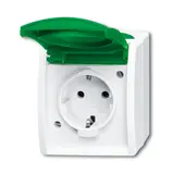 BUSCH-JAEGER 20EWN-13-54 beschr. SCHUKO-AP-Steckdose Ocean 1-fach, grüner Deckel | alpinweiß