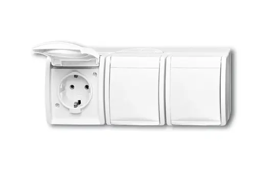 BUSCH-JAEGER 2300/3EW-54 SCHUKO-AP-Steckdose Ocean 3-fach, waagerecht | alpinweiß