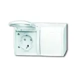 BUSCH-JAEGER 20/2EBW-54 SCHUKO-AP-Steckdose Ocean 2-fach, waagerecht, Berührungsschutz | alpinweiß