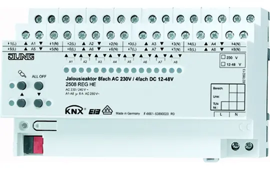 JUNG 2508REGHE KNX-Kombi-Jalousieaktor AC/DC 8-fach