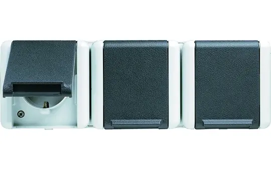 JUNG 8230W SCHUKO-Steckdose Serie WG 800 3-fach, waagerecht