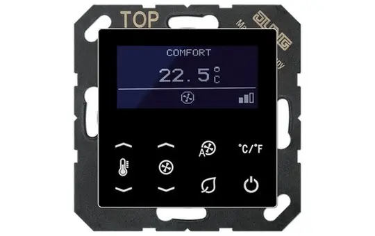 JUNG TRDA523048SW Raumtemperaturregler Serie A/AS Fan Coil 4-Rohr | schwarz