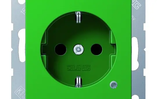 JUNG A1520BFKOGN EDV-Steckdose A/AS SV, Kontrolllicht, Berührungsschutz | grün