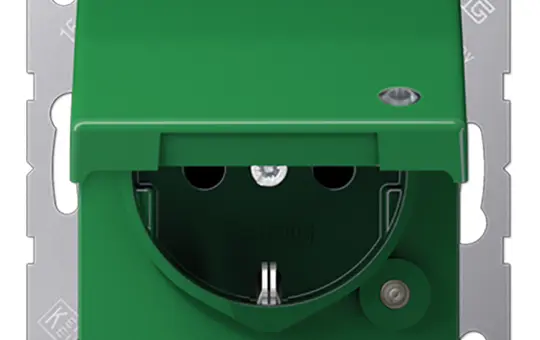 JUNG A1520BFKLKOGN EDV-Steckdose A/AS Kontrolllicht, selbstschl. Klappdeckel | grün