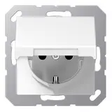 JUNG A1520KIKLWW SCHUKO-Steckdose A/AS Berührungsschutz, selbstschl. Klappdeckel | alpinweiß