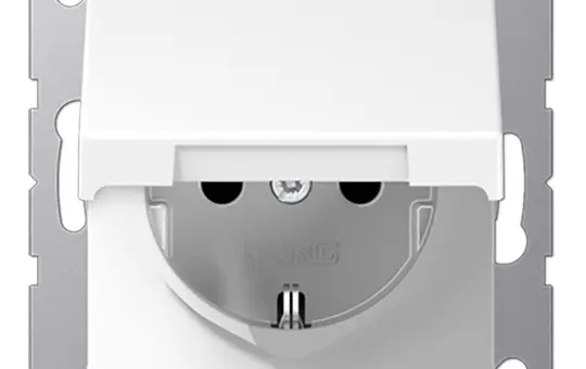 JUNG A1520KIKLWW SCHUKO-Steckdose A/AS Berührungsschutz, selbstschl. Klappdeckel | alpinweiß