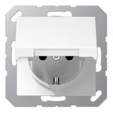 JUNG A1520BFKLWW SCHUKO-Steckdose A/AS selbstschl. Klappdeckel, Thermoplast | alpinweiß