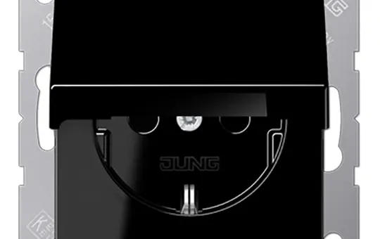 JUNG A1520BFKIKLSW SCHUKO-Steckdose A/AS Berührungsschutz, selbstschl. Klappd., Thermoplast | schwarz