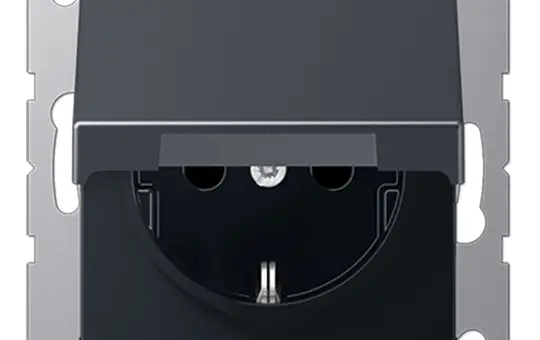 JUNG A1520BFKIKLANM SCHUKO-Steckdose A/AS Berührungsschutz, selbstschl. Klappdeckel | anthrazit matt