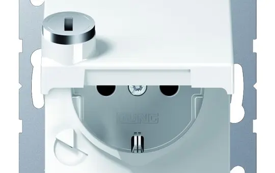 JUNG A1520BFKLSLWW SCHUKO-Steckdose A/AS Berührungsschutz, Klappdeckel | alpinweiß