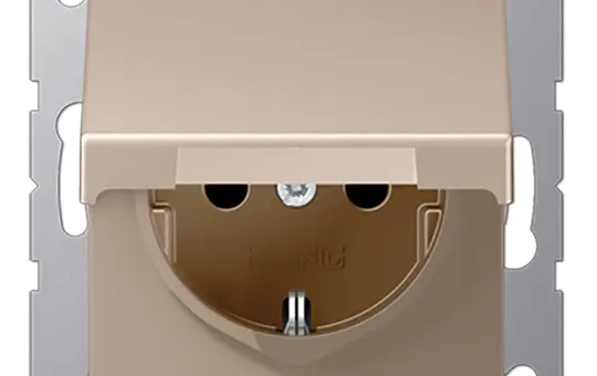 JUNG A1520BFKLCH SCHUKO-Steckdose A/AS selbstschl. Klappdeckel | champagner