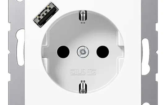 JUNG A1520-18AWW SCHUKO-Steckdose A/AS USB-A, 3,0 A, Berührungsschutz | alpinweiß