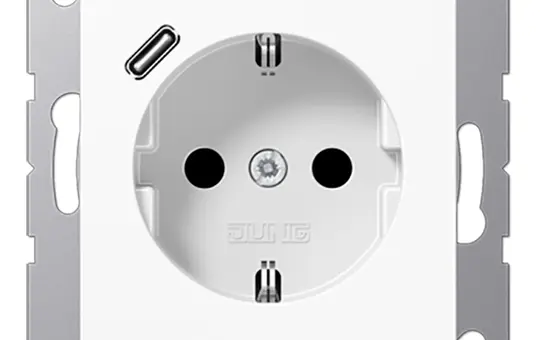 JUNG A1520-18CWW SCHUKO-Steckdose A/AS USB-C, 3,0 A, Berührungsschutz | alpinweiß
