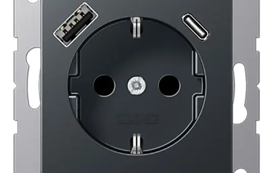 JUNG A1520-15CAANM SCHUKO-Steckdose A/AS USB-A/C, 3,0 A | anthrazit matt