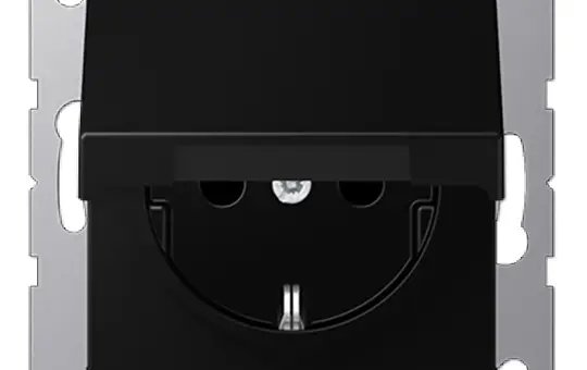 JUNG A1520BFKIKLSWM SCHUKO-Steckdose A/AS Berührungsschutz, selbstschl. Klappdeckel | graphitschwarz matt