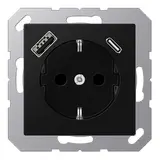 JUNG A1520-15CASWM SCHUKO-Steckdose A/AS USB-A/C, 3,0 A, Berührungsschutz | graphitschwarz matt