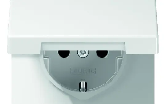 JUNG LS1520KIKLWW SCHUKO-Steckdose LS Berührungsschutz, Klappdeckel | alpinweiß