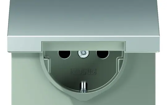 JUNG AL1520KIKL SCHUKO-Steckdose LS Berührungsschutz, Klappdeckel | aluminium