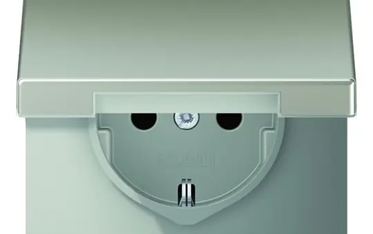 JUNG ES1520KIKL SCHUKO-Steckdose LS Berührungsschutz, Klappdeckel | edelstahl