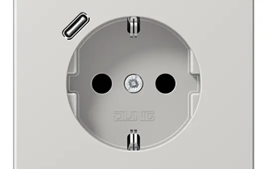 JUNG LS1520-18CLG SCHUKO-Steckdose LS USB-C, 3,0 A | lichtgrau