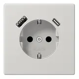 JUNG LS1520-15CALG SCHUKO-Steckdose LS USB-A/C, 3,0 A | lichtgrau