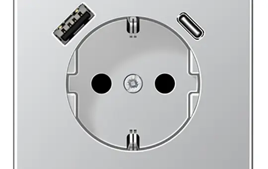 JUNG AL1520-15CA SCHUKO-Steckdose LS USB-A/C, 3,0 A | aluminium