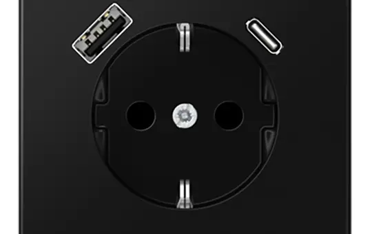 JUNG LS1520-15CASWM SCHUKO-Steckdose LS USB-A/C, 3,0 A | graphitschwarz matt