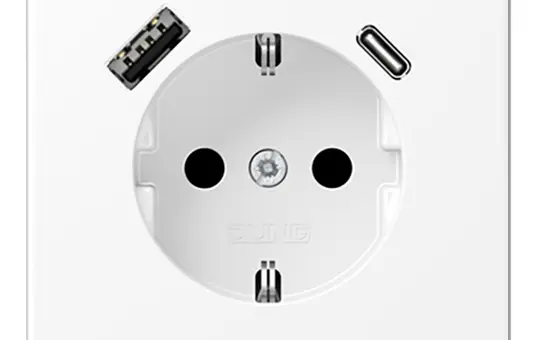 JUNG LS1520-15CAWWM SCHUKO-Steckdose LS USB-A/C, 3,0 A | schneeweiß matt