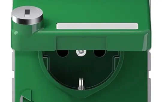 JUNG CD1520NAKLSLGN beschr. EDV-Steckdose CD Berührungsschutz, Klappdeckel, Schloss | grün