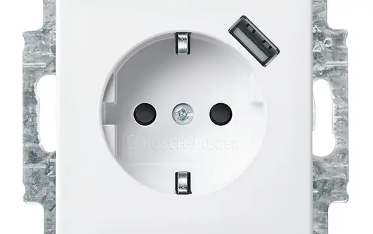 BUSCH-JAEGER 20EUCBUSB-914 SCHUKO-Steckdose Balance USB-A, 0,7 A, Berührungsschutz | alpinweiß