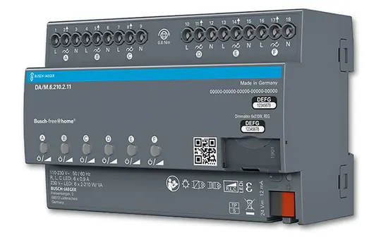 BUSCH-JAEGER DA/M.6.210.2.11 f@h-Dimmaktor 6-fach, 210 W