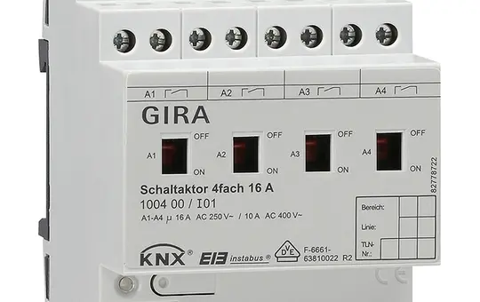 GIRA 100400 KNX-Schaltaktor mit Handbetätigung 16 A 4-fach